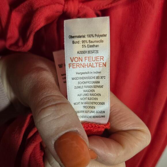 Vintage Jojo Mamen Bebe Red Layered Embroidered Midi Dress Bohemian Easter 8 - Picture 10 of 11